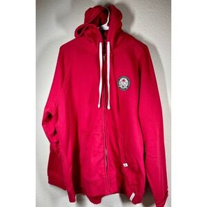 Canadiana Red Zip Up Hoodie Sweatshirt Mens XL TG East West Coast Embroidere